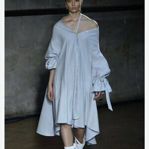 palmer//harding Striped Midi Dress — XS | Asymmetrical Hem | Modern Minimalist